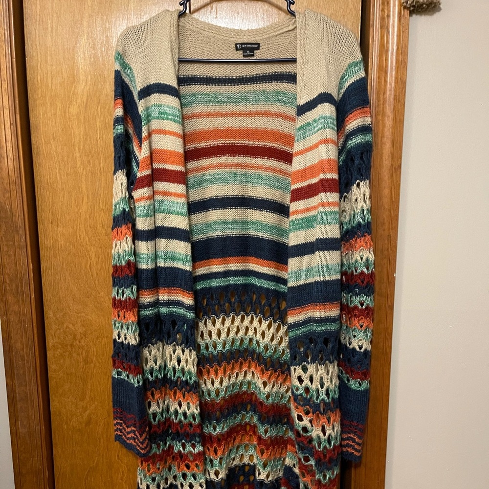 New Directions Multi-Color Duster Cardigan
